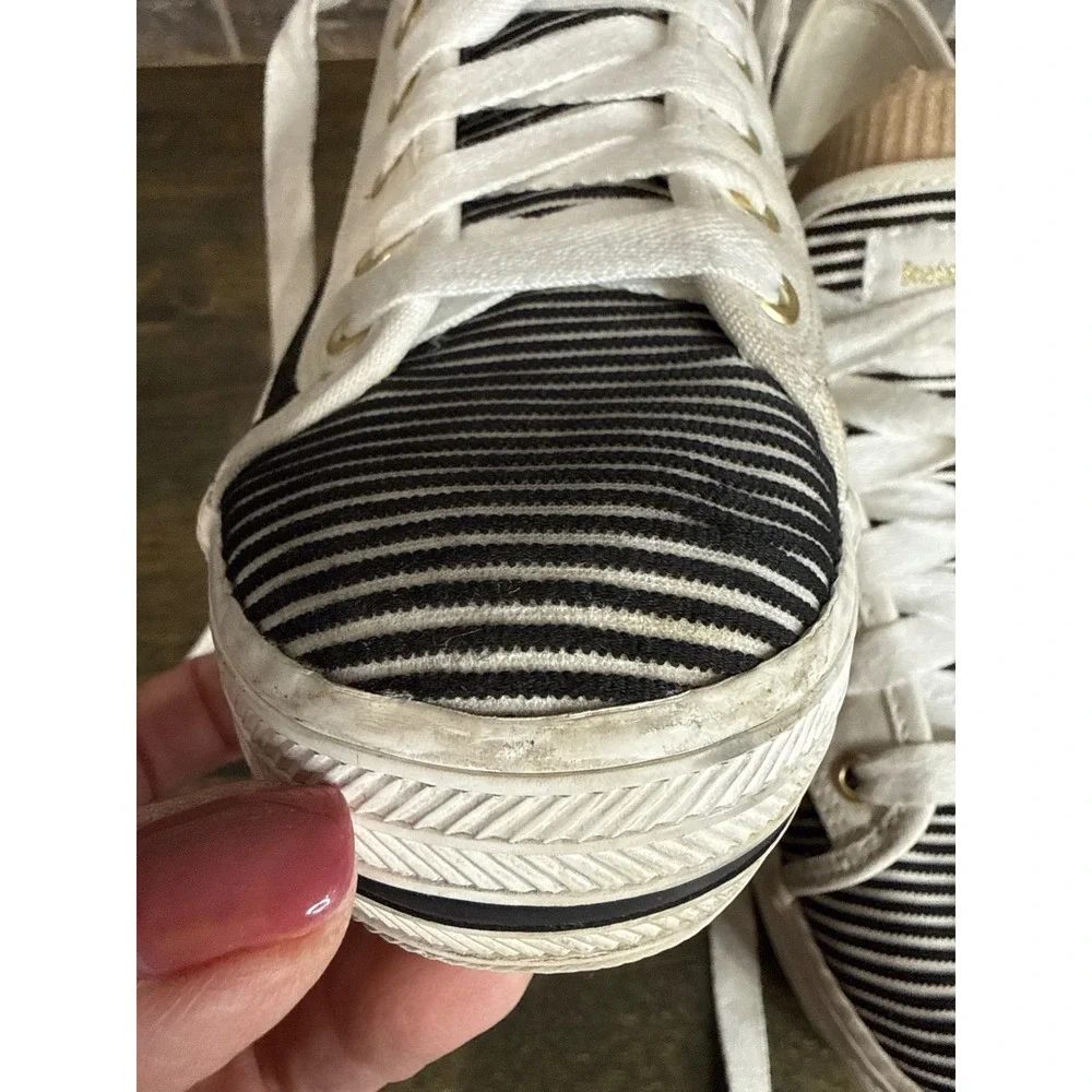 Kate Spade Keds Triple Deck Sneakers Black White Striped Platform Shoes Womens 9